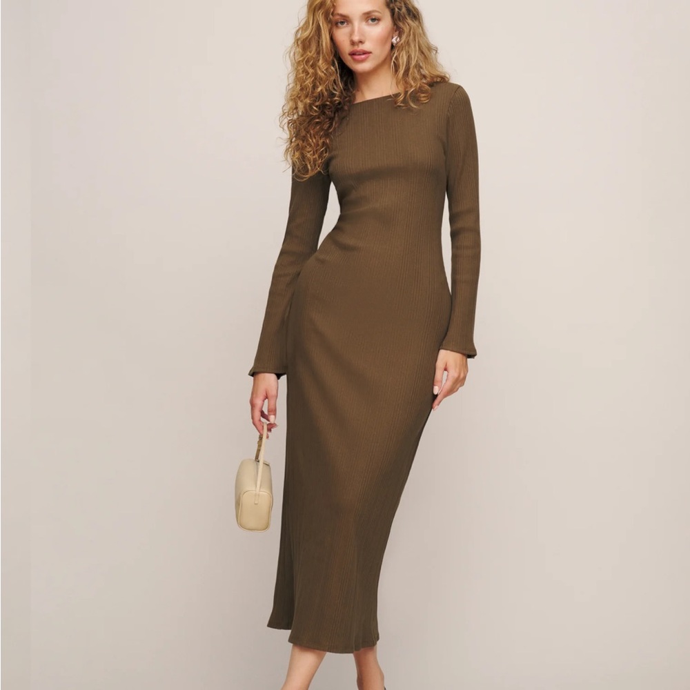 Reformation Delphinia Knit Dress Woodland XS NWT